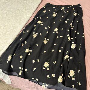 Black Floral Skirt